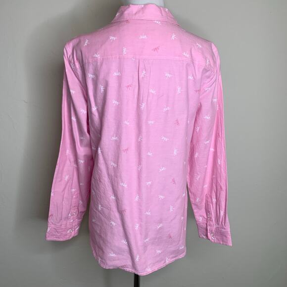 Croft & Barrow Pink Oxford Cotton Shirt Dragonfly Sz Medium - Picture 2 of 9